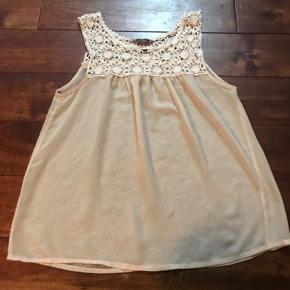 Loose fitting sheer beige shirt